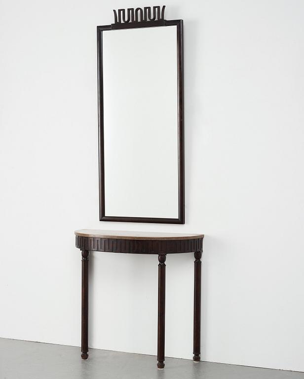 Axel Einar Hjorth, a stained birch "Coolidge" console table with mirror, Nordiska Kompaniet, Sweden ca 1931.