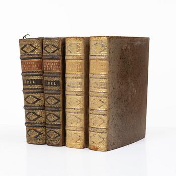 Books, four volumes,'Svea Rikes Historia', Olof Dalin, Lars Salvius, Stockholm, 1747-62.