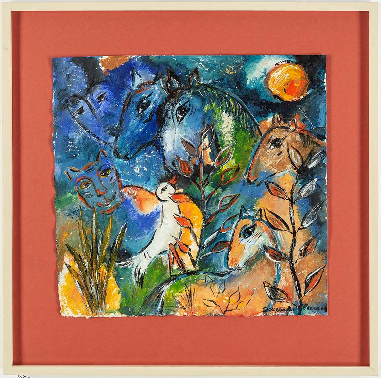 DAGMAR GLEMME, mixed media on paper, signed.