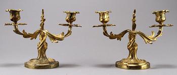 KANDELABRAR, ett par, Louis XV-stil, 1800/1900-tal.