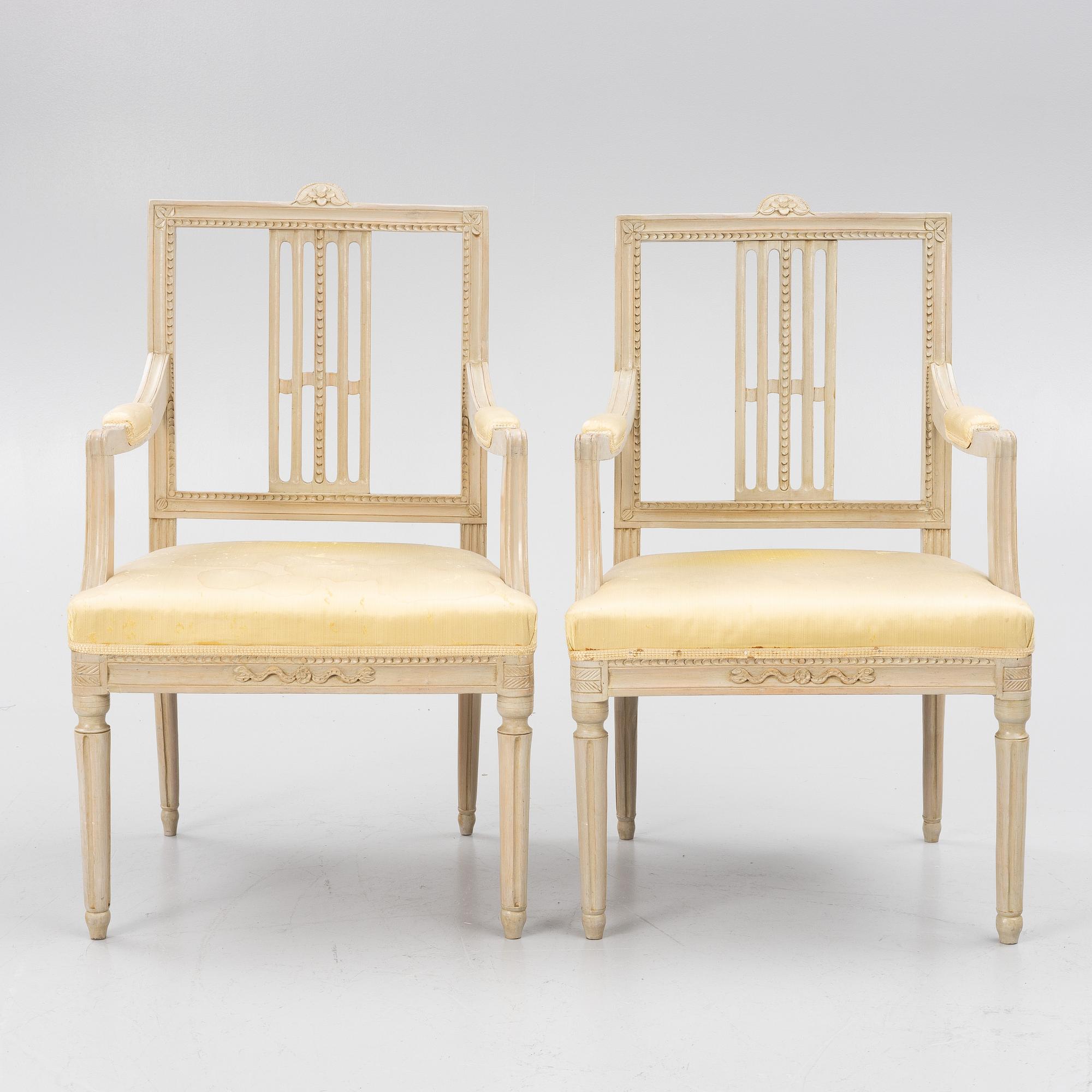 Karmstolar, ett par, gustavianska, Lindome, 1800-tal.