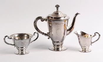 KAFFESERVIS, 3 delar, nysilver, CG Hallberg, 1920-tal.