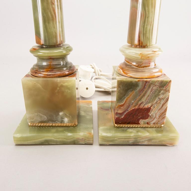 Table lamps, a pair, onyx, 70s.
