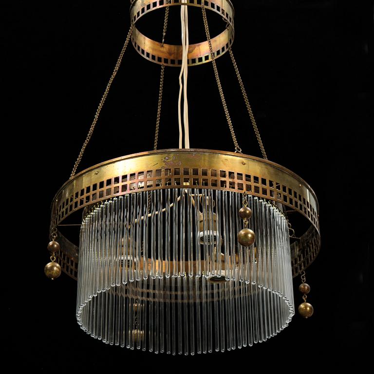 An Art Nouveau brass ceiling light, Allan Hellenius, Kangas, Finland, early 20th Century.