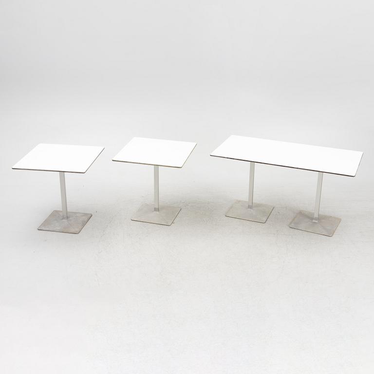 Café tables, 3 pcs, Blå Station Åhus, designed by Mattsson Borselius, 2011.