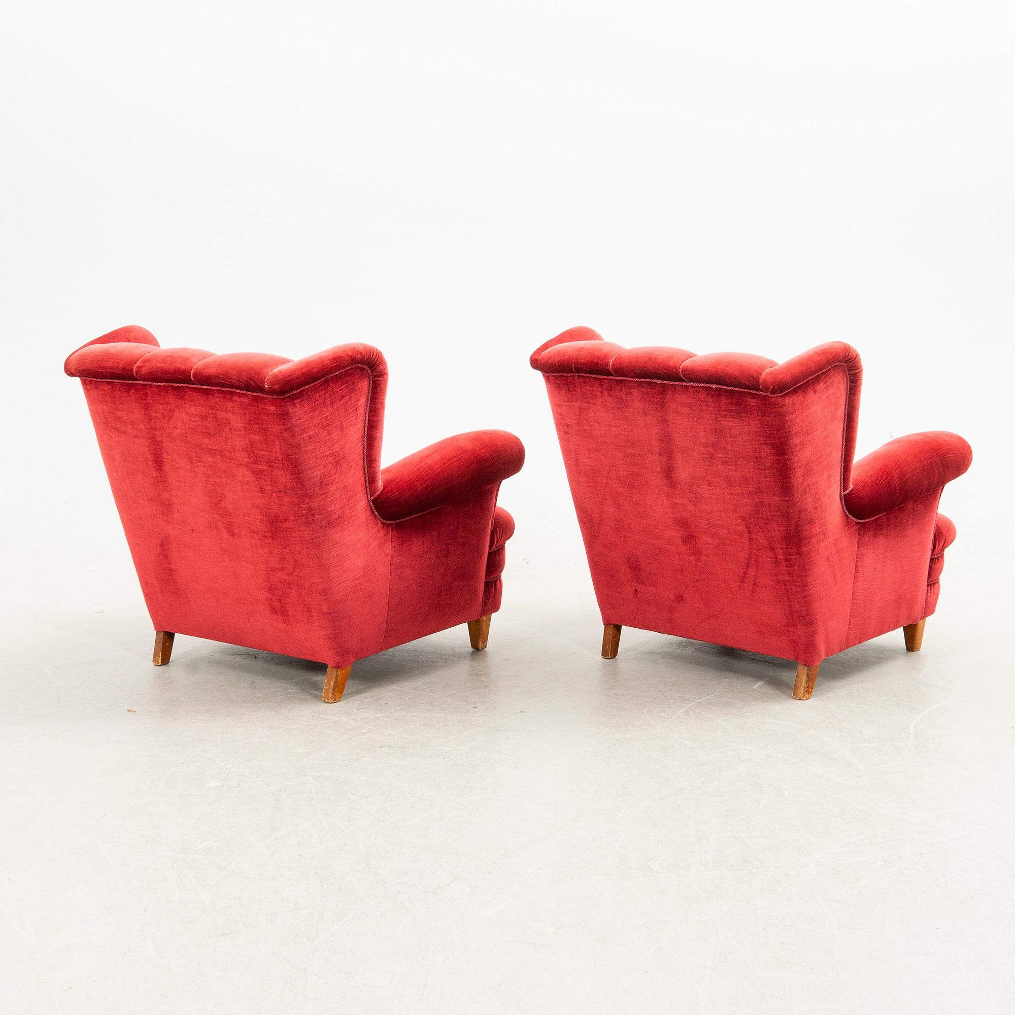 Armchairs, a pair, mid-20th century.