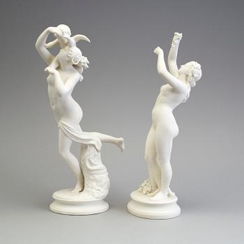 FIGURER, två st, parian, Gustafsberg, en daterad 1891.