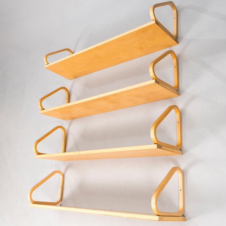 ALVAR AALTO, a set of four '112B' shelves for Artek, latter half of the 20th century.