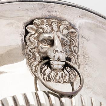An Empire Style silver sugar bowl with lid, maker's mark of Carl Gustaf Herpel, Stockholm 1818.