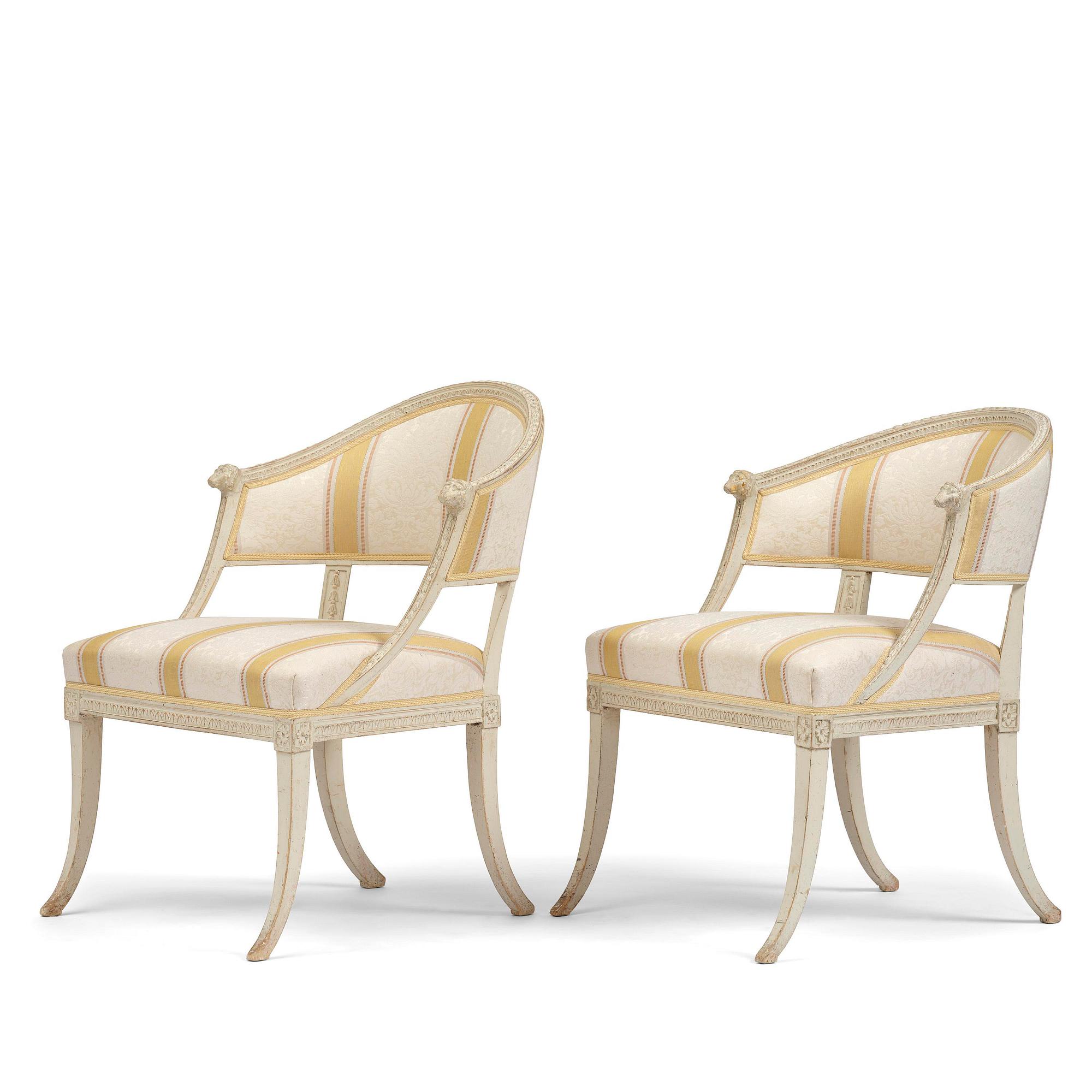 A matched pair of late Gustavian armchairs.