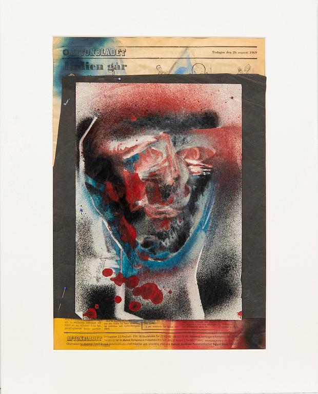 Siri Derkert, collage/watercolor signed.