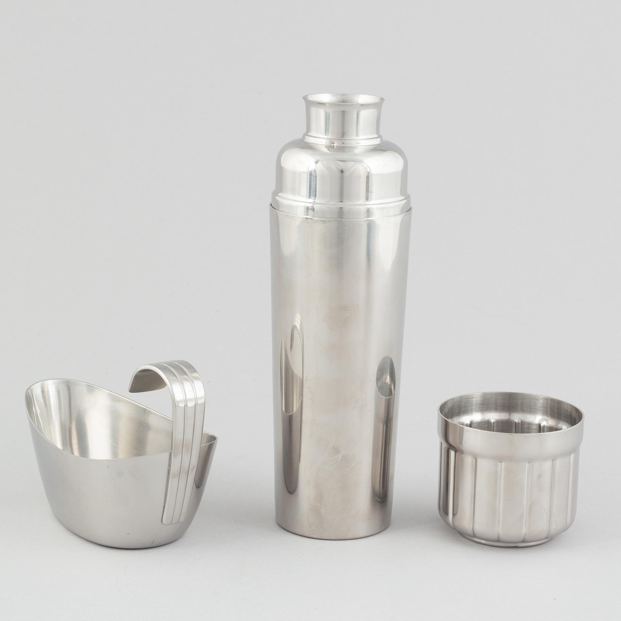 Folke Arström, besticksservis, 92 delar, samt bricka, såssnipa och shacker, rostfritt stål, "Thebe", Gense.