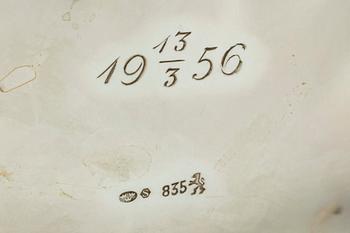 KAFFFESERVIS, 3 delar, silver, rokokostil. Vikt ca 800 g.