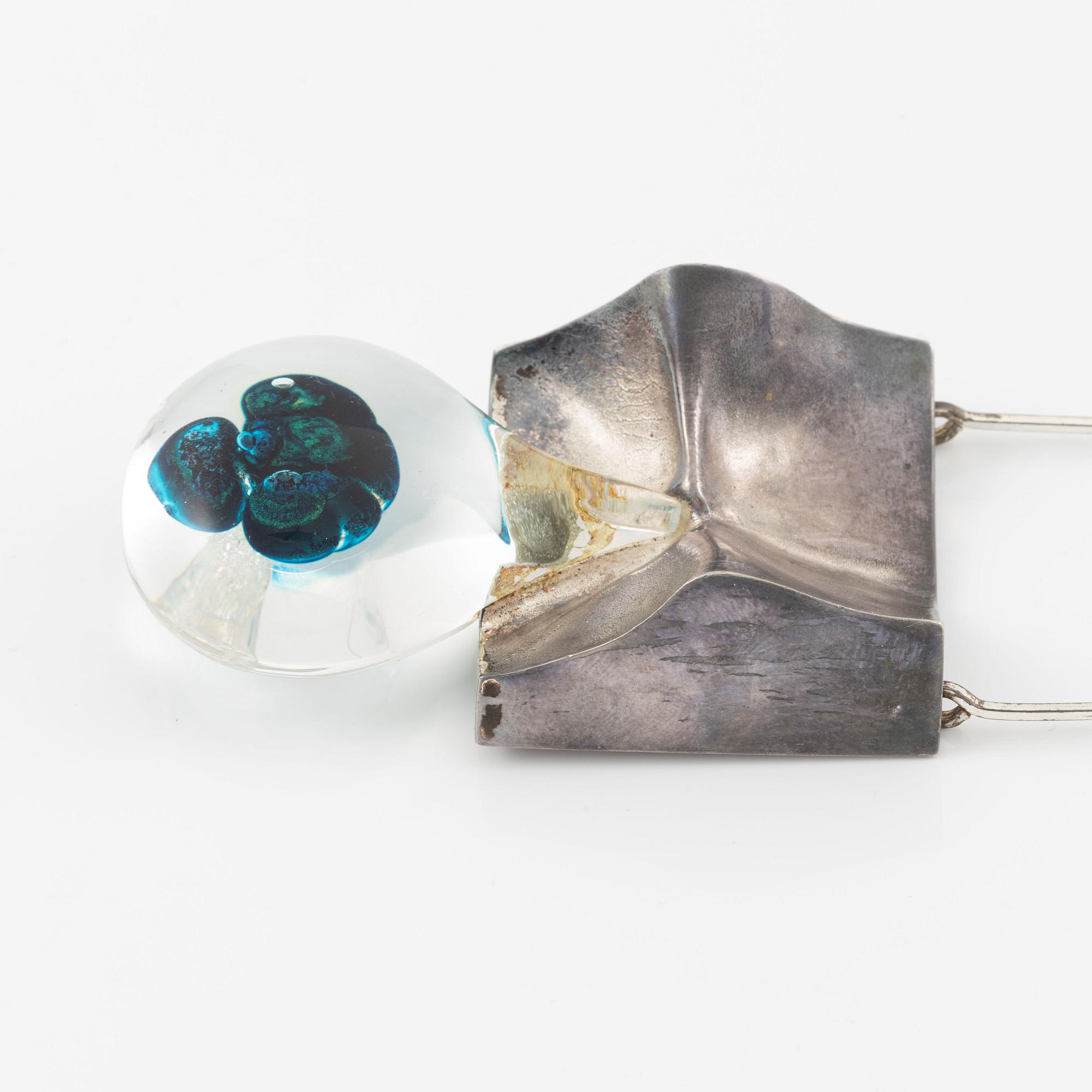 Björn Weckström necklace "Big drop" sterling silver and acrylic for Lapponia.