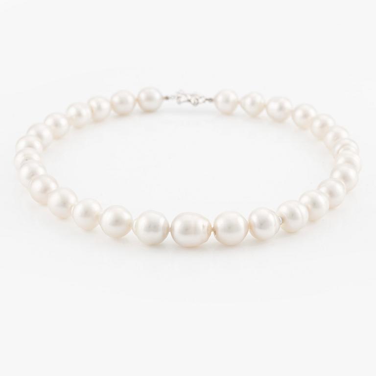 A cultured South Sea pearl necklace.