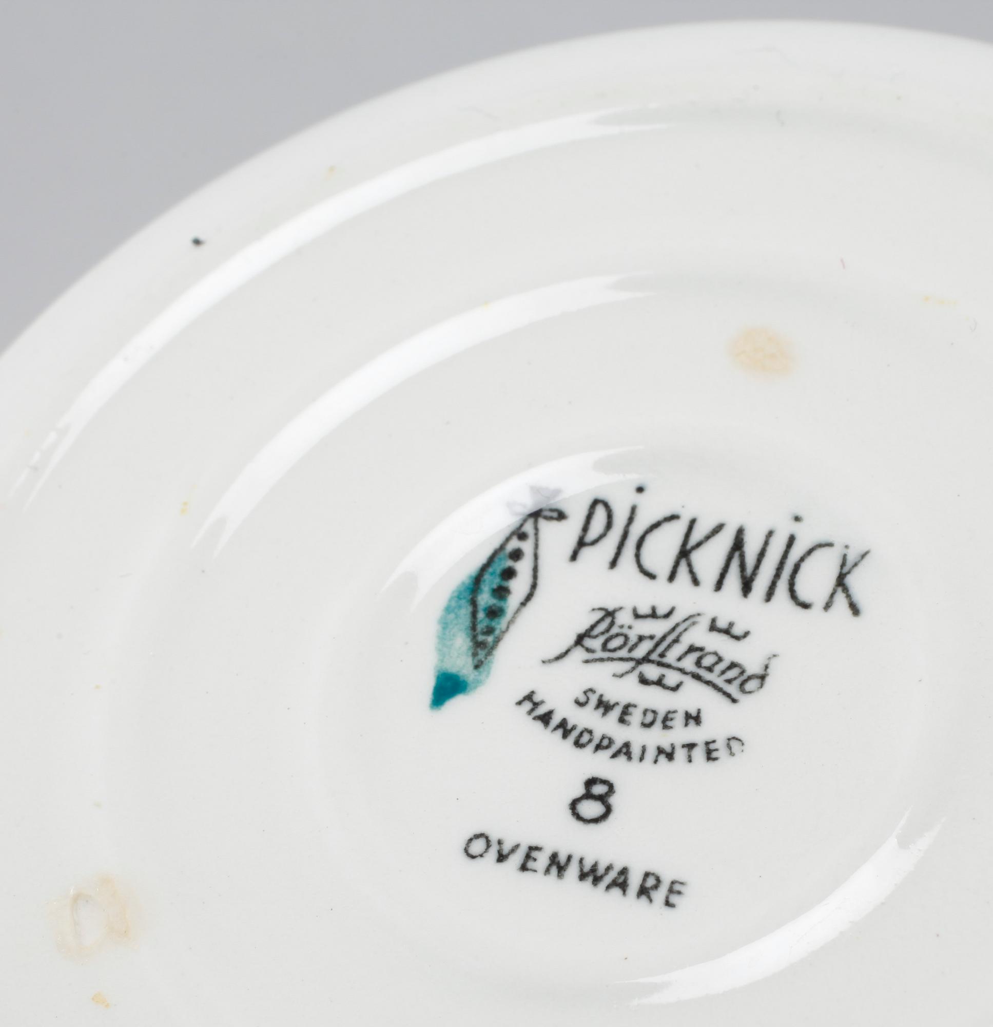 Four pieces of tableware by Marianne Westman for Rörstrand, model "Picknick", 1956-69.