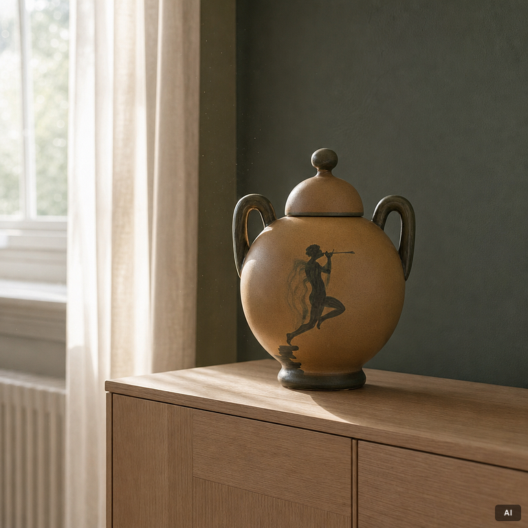 Åke Holm, urn with lid, Höganäs.