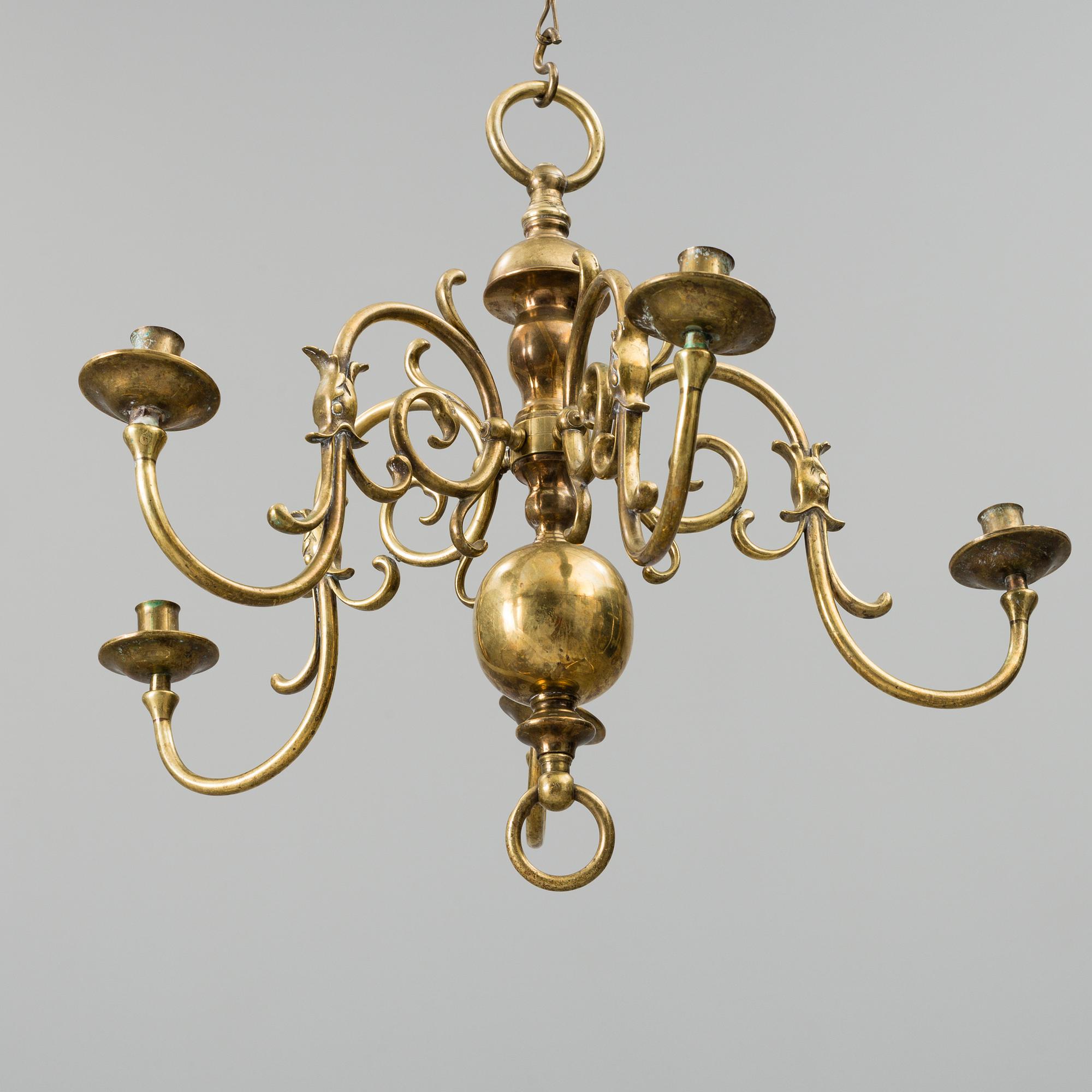 a brass chandelier, 20th century.