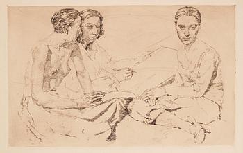 626. Lotte Laserstein, "Die Malerin und Traute Rose zeichnend".