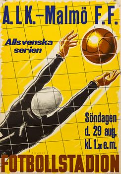 POSTER, "A.I.K. - Malmö F.F.". Centraltryckeriet Stockholm 1937.