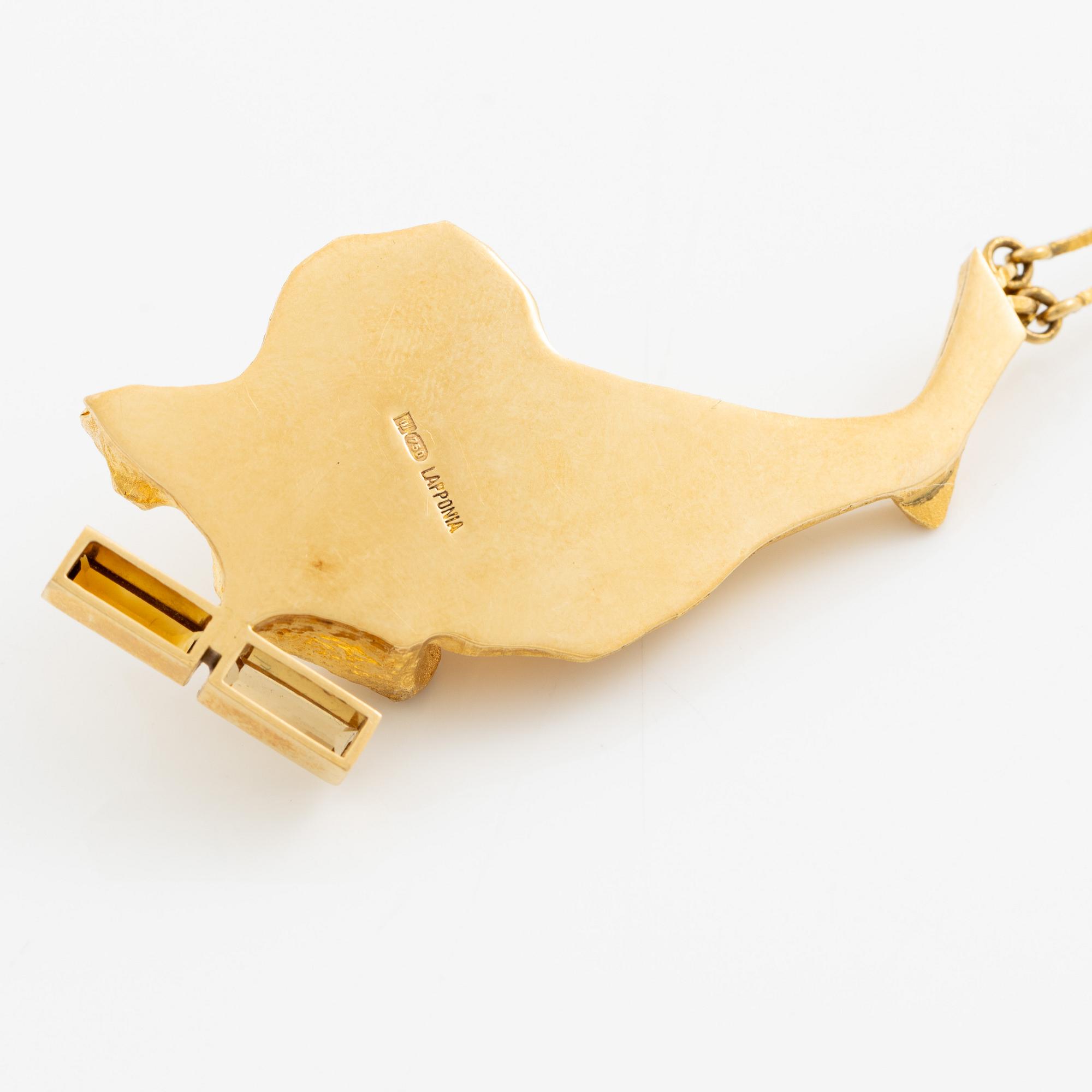 Björn Weckström, a necklace "Taiga", 18K gold with faceted bars of quartz, Finland. For Lapponia.