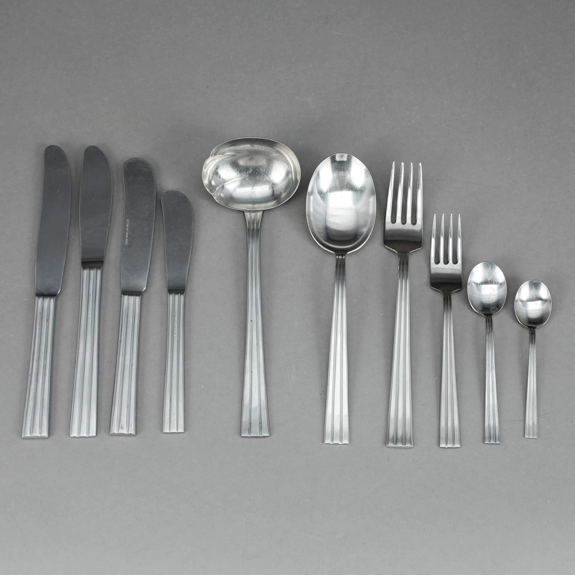 BESTICK, 75 delar, rostfritt stål, "Thebe", Folke Arström, Gense, 1900-talets mitt.