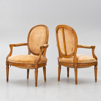 Four Louis XVI armchairs, 18th century.