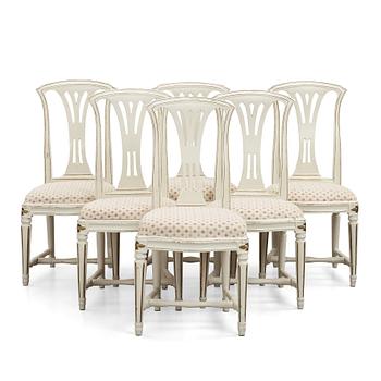 A set of six Gustavian chairs.