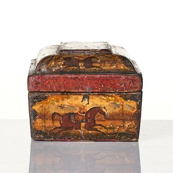 Qalamdan, lackerad papier maché, Persien, Qajardynastin, 1800-talets första hälft.