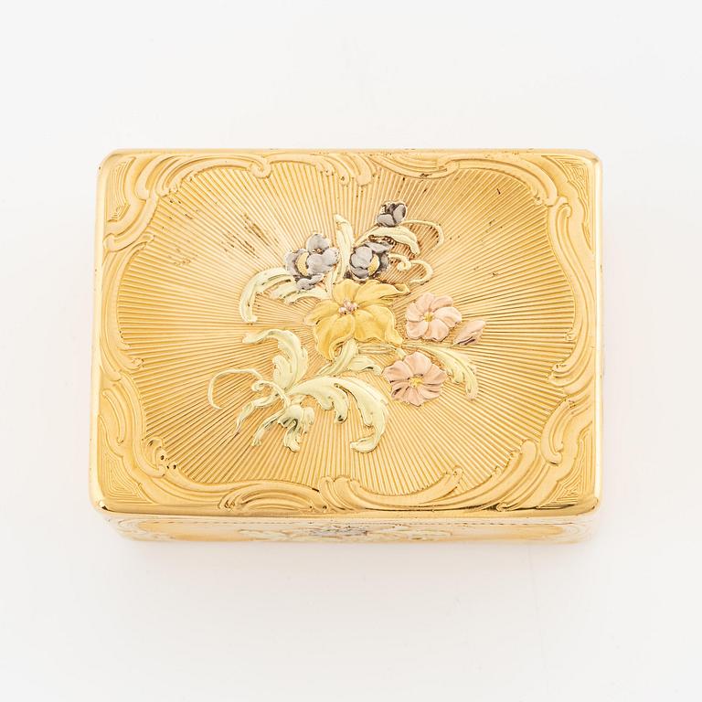 A Swedish 18th century gold snuff-box, marks of Anders Liedberg, designer probably Christian Precht, Stockholm 1763.