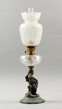 BORDSFOTOGENLAMPA, metall samt glas, 1800/1900-tal.