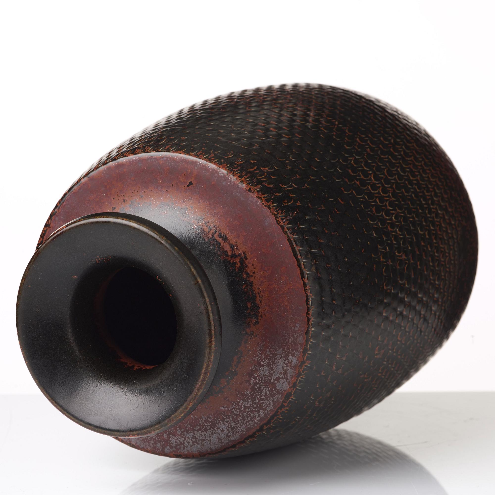 Stig Lindberg, a stoneware vase, Gustavsberg studio, Sweden 1965.