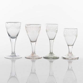 A set of 13n glasses, circa 1800.