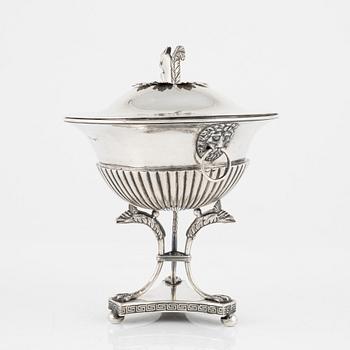 Johan Fredrik Björnstedt, sockerskrin med lock, silver, Stockholm 1816 Empire.