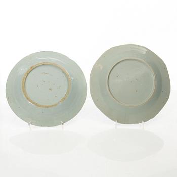 A set of thirteen Chinese blue and white porcelain dishes, Qing dynasty, 19th century.