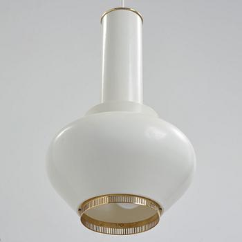 Alvar Aalto, An Alvar Aalto model 'A 334' white lacquered metal and brass ceiling lamp by Valaistustyö, Finland 1950's.