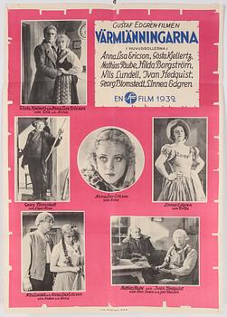 FILMAFFISCH, "Värmlänningarna", En SF Film 1932, A.-B Offsettryck, Stockholm.
