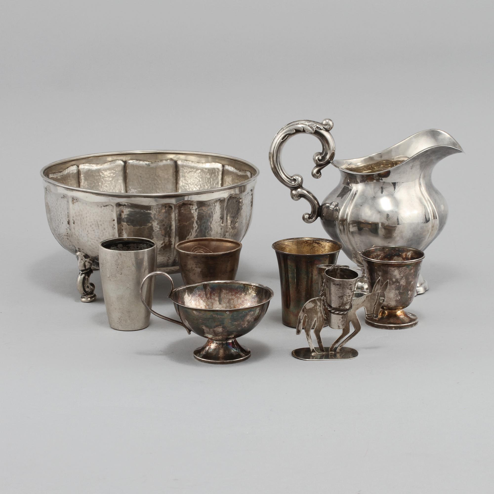 PARTI SILVER, 8 delar, 1800/1900-tal. Vikt 510 g.