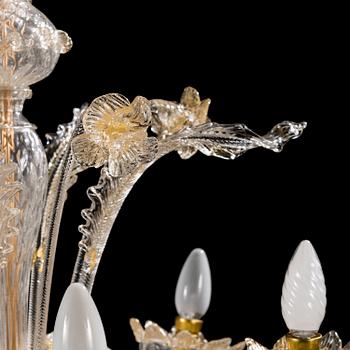 A mid-20th-century Murano glass chandelier, Italy.