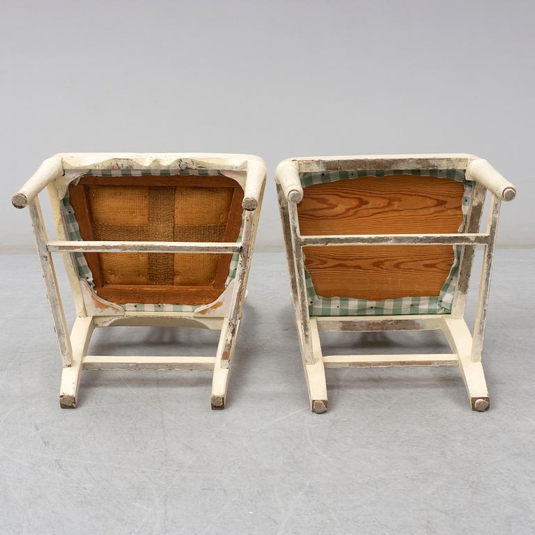 A set of (6+2) Swedish gustavian chairs, ca 1800.