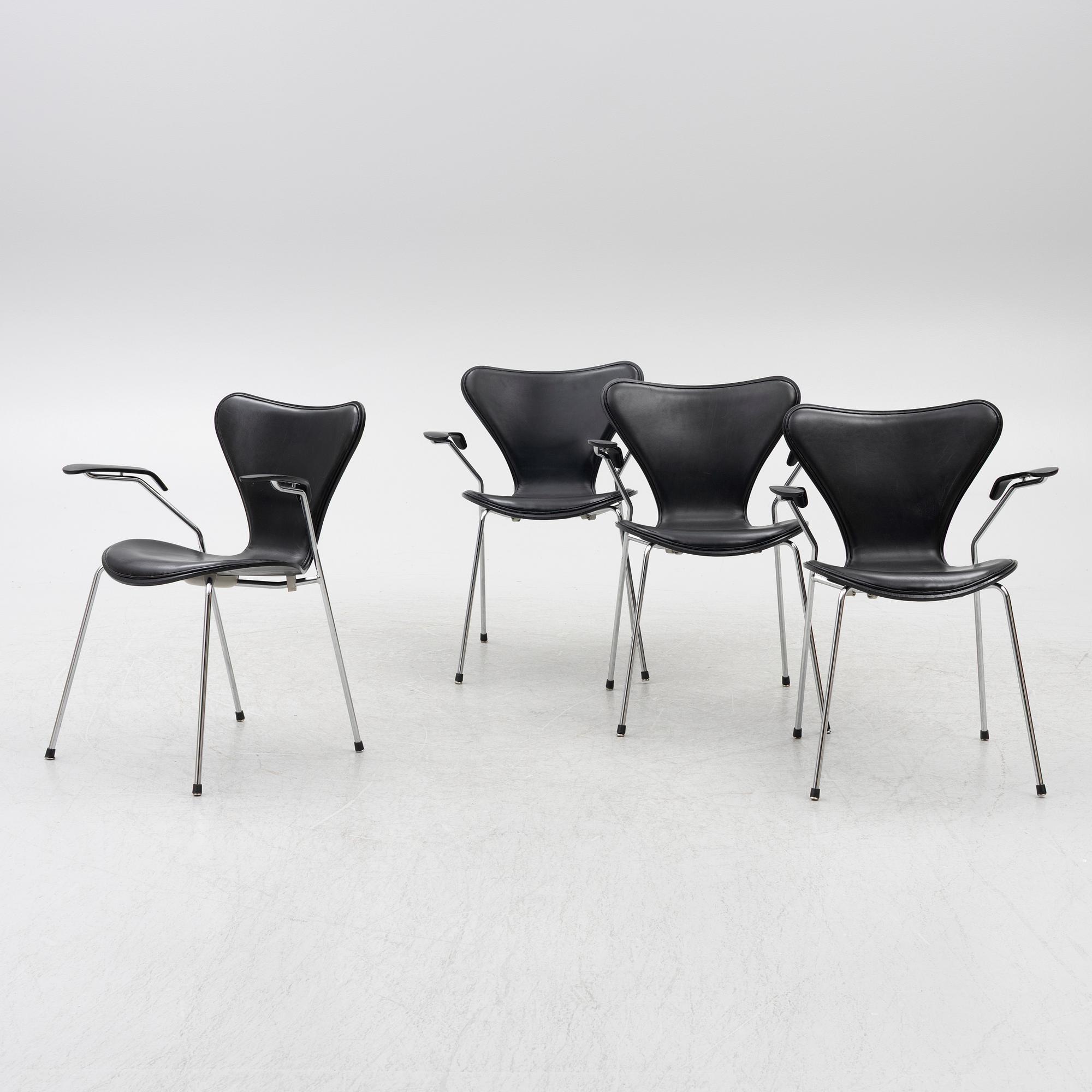 Arne Jacobsen, Armchairs, 4 pcs, "The Seven", Fritz Hansen, Denmark, 2006.