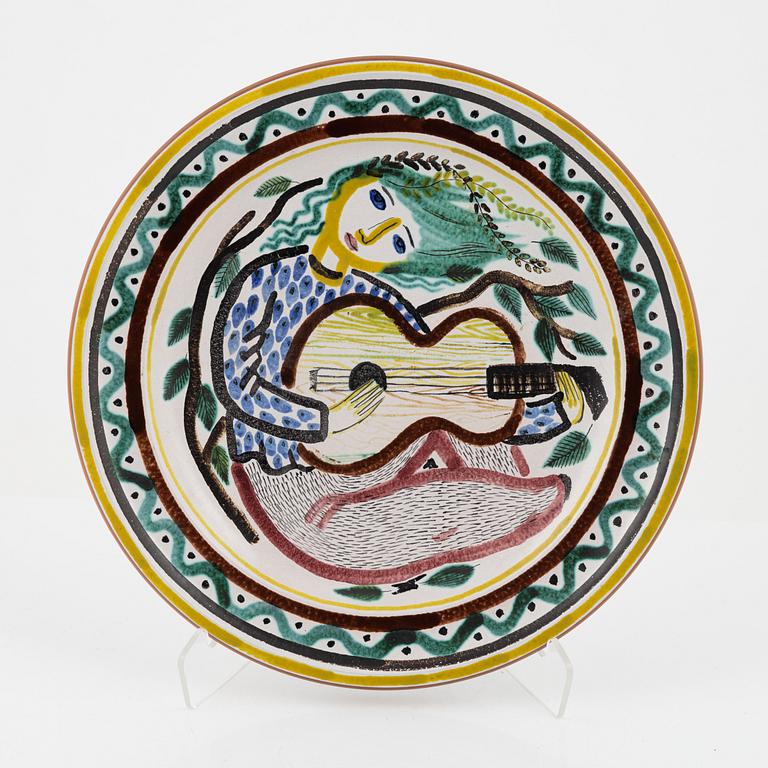Stig Lindberg, a faience dish, Gustavsberg studio, Sweden 1940-50s.