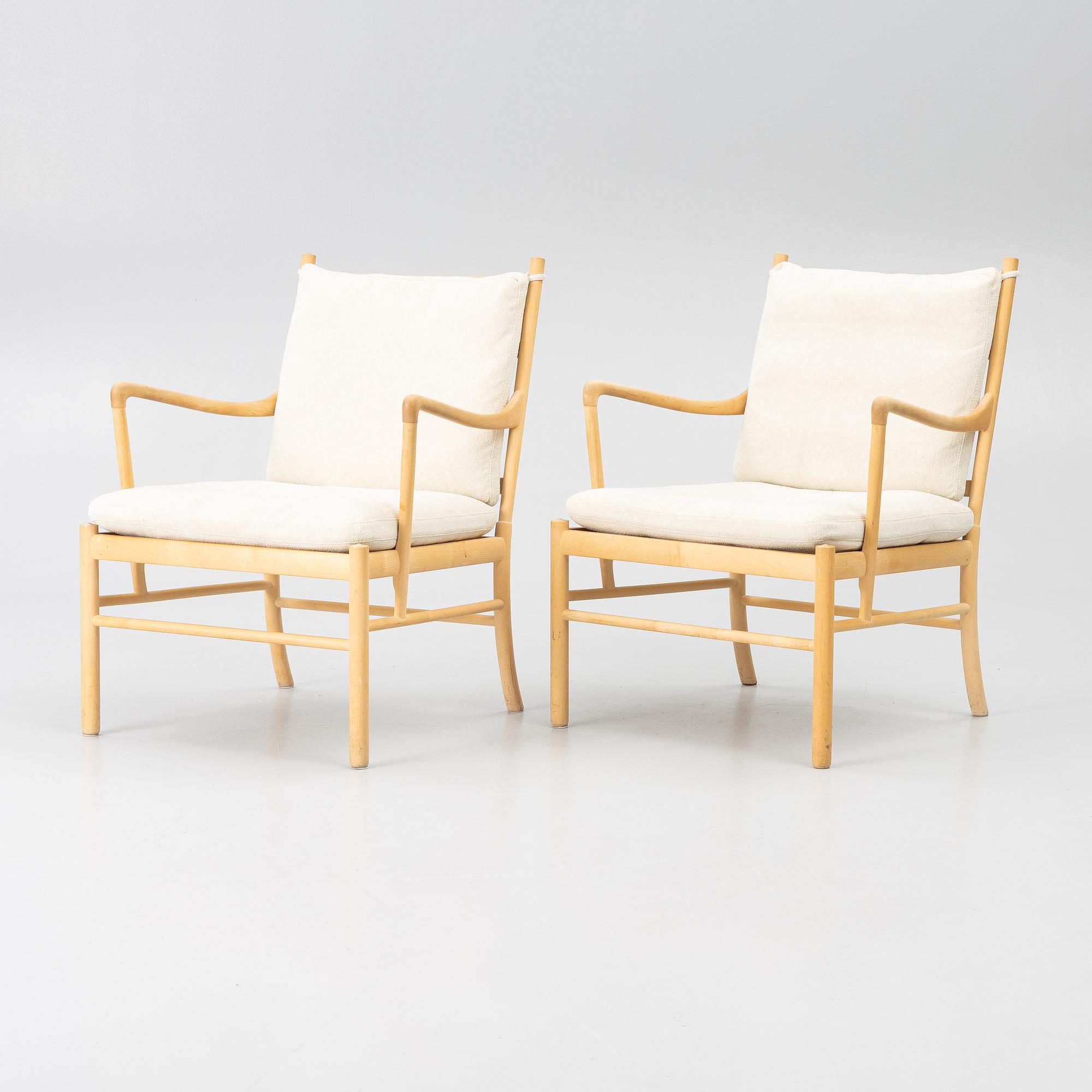 Ole Wanscher, a pair of 'Colonial Chair PJ 149' armchairs, Poul Jeppesen, Denmark.