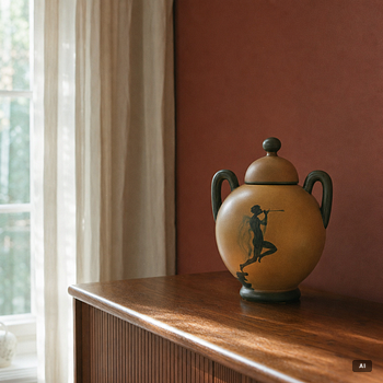 Åke Holm, urn with lid, Höganäs.