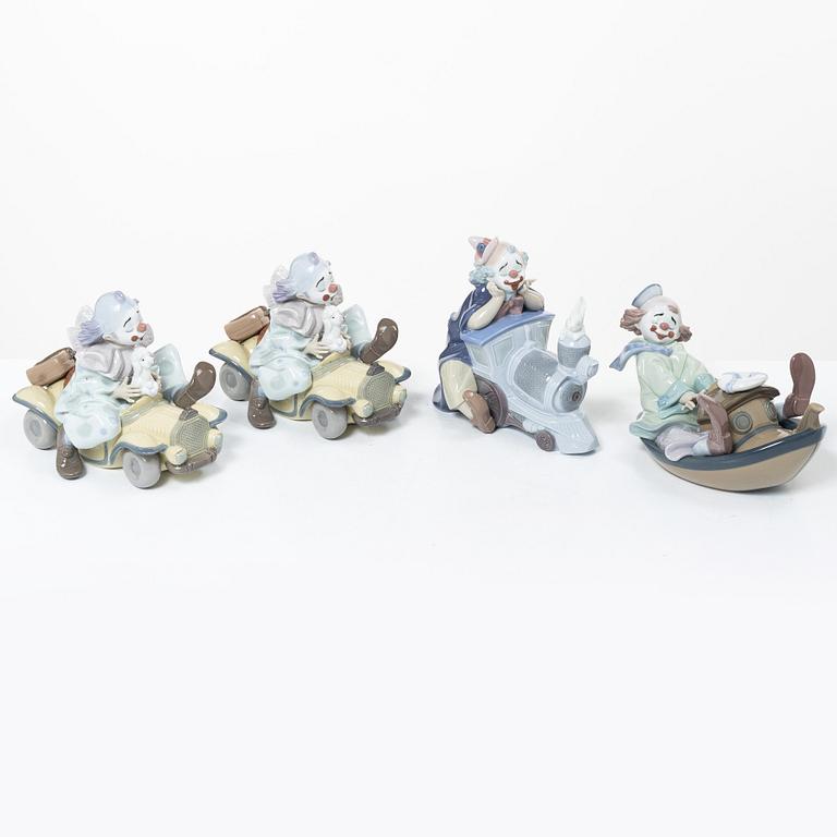 Lladró, figurines, 4 pcs, "Trip to the Circus" x 2, "Circus Express" and "Circus Waves".