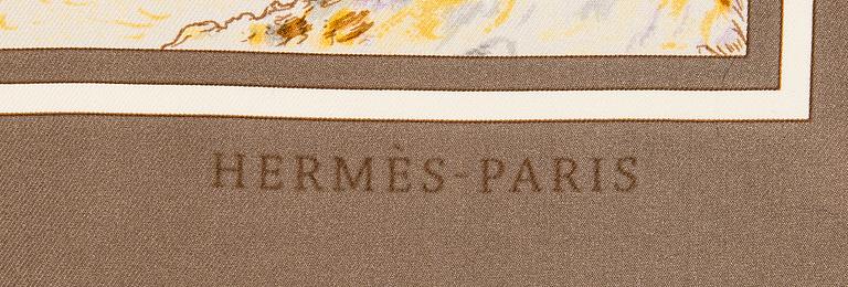 Hermès, a 'Concours d'Elegance - 1885 Limousines de Voyage' silk scarf.