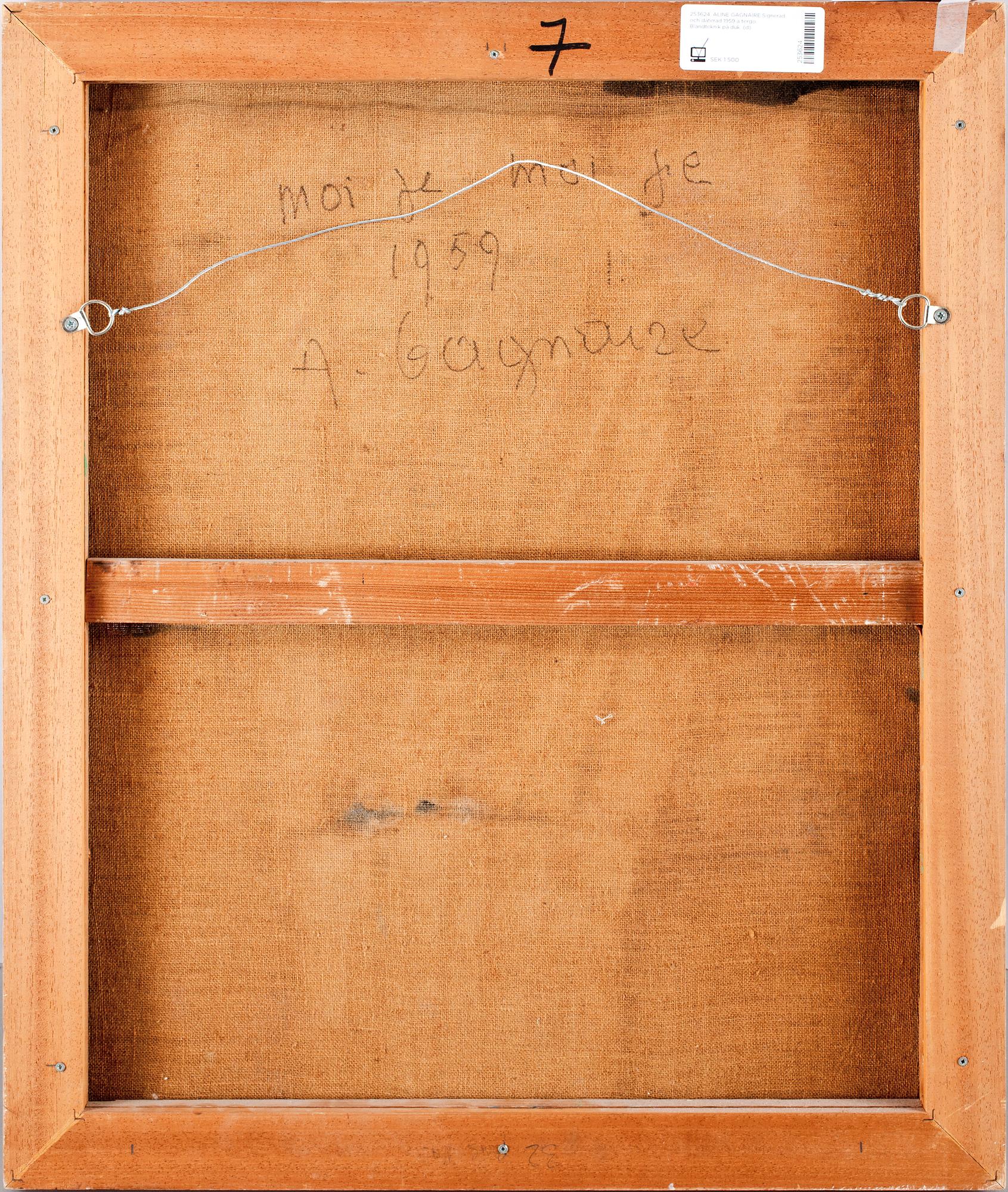 ALINE GAGNAIRE, Blandteknik på duk, sign o dat 1959 a tergo.