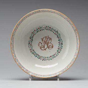 BÅLSKÅL, kompaniporslin. Qingdynastin, Qianlong (1726-95).
