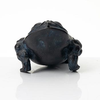 A dark yixing three legged toad 'Jin Chan' water sprinkler, China, 1980s.