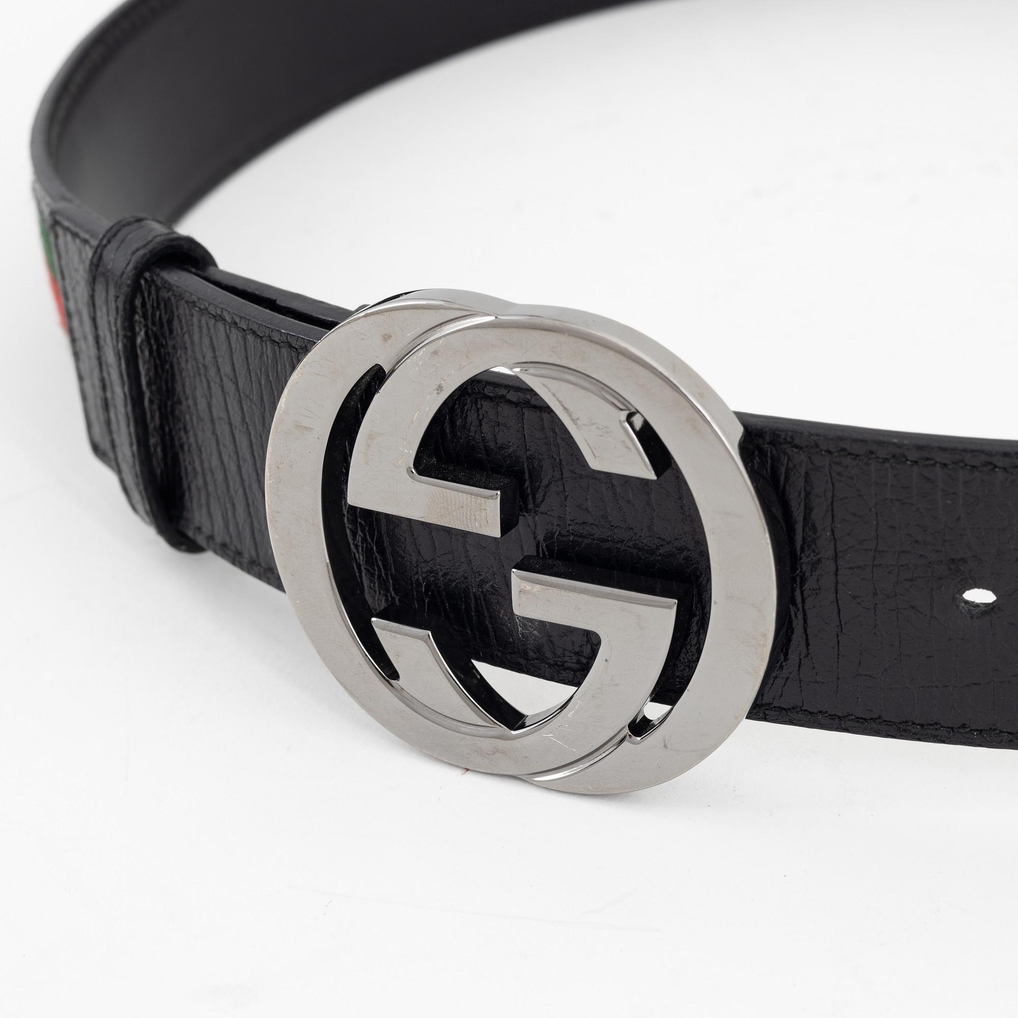 Gucci, a leather and textile belt, size 80.